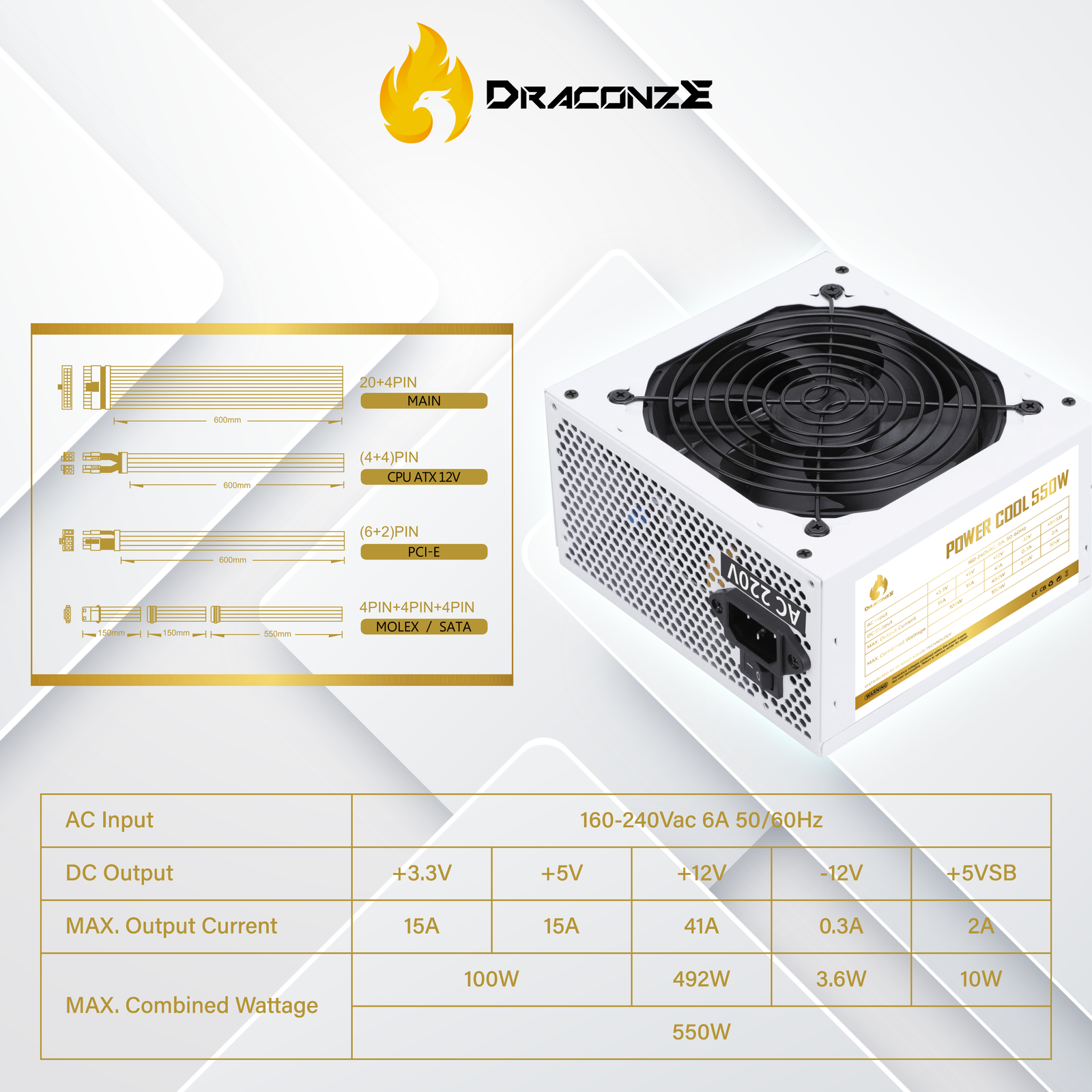 DRACONZE POWER COOL 550W WHITE - Image 5